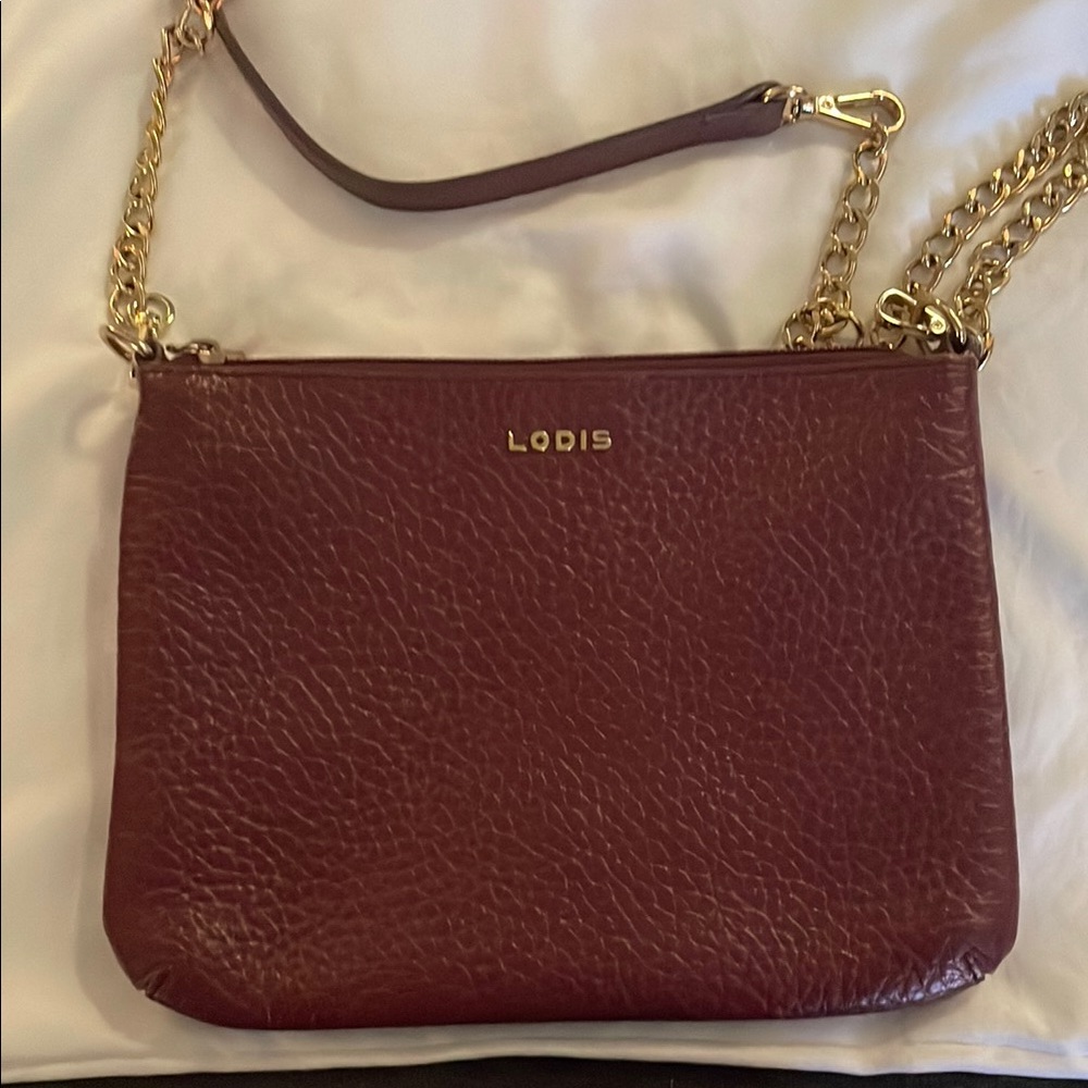 Lodis Burgundy Leather Shoulder Bag